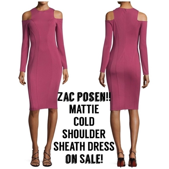 𝅺NWT ZAC POSEN COLD-SHOULDER DRESS - Picture 1 of 8